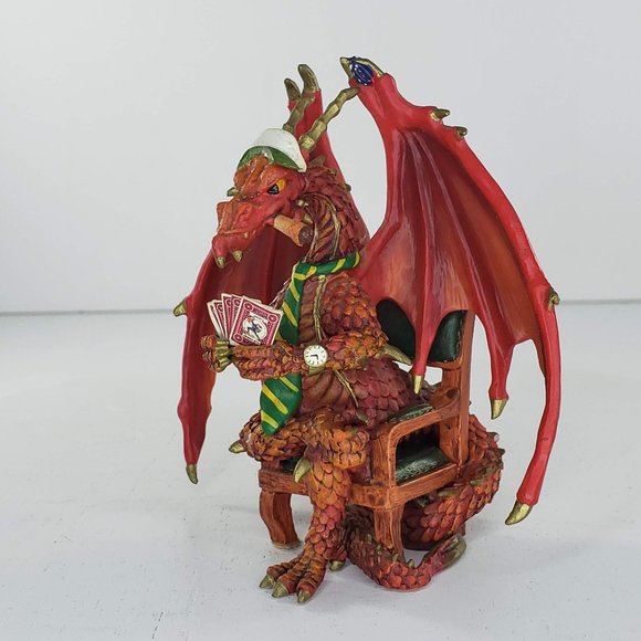 Hamilton Collection Dragon Hold Em Or Fold Em Holding Harry Figurine Poker *FLAW - Picture 2 of 9